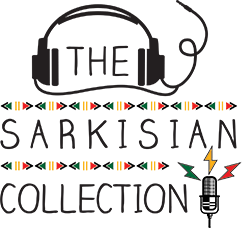 the Sarkisian Collection logo with headphones and a microphone